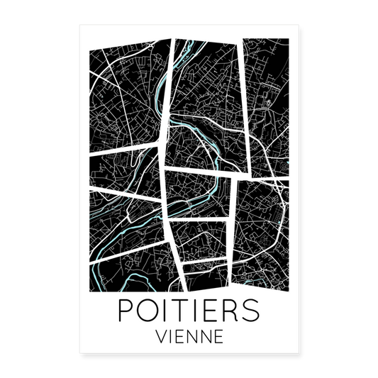 Poster Poitiers - Plan Poitiers - 60 x 90 cm - blanc