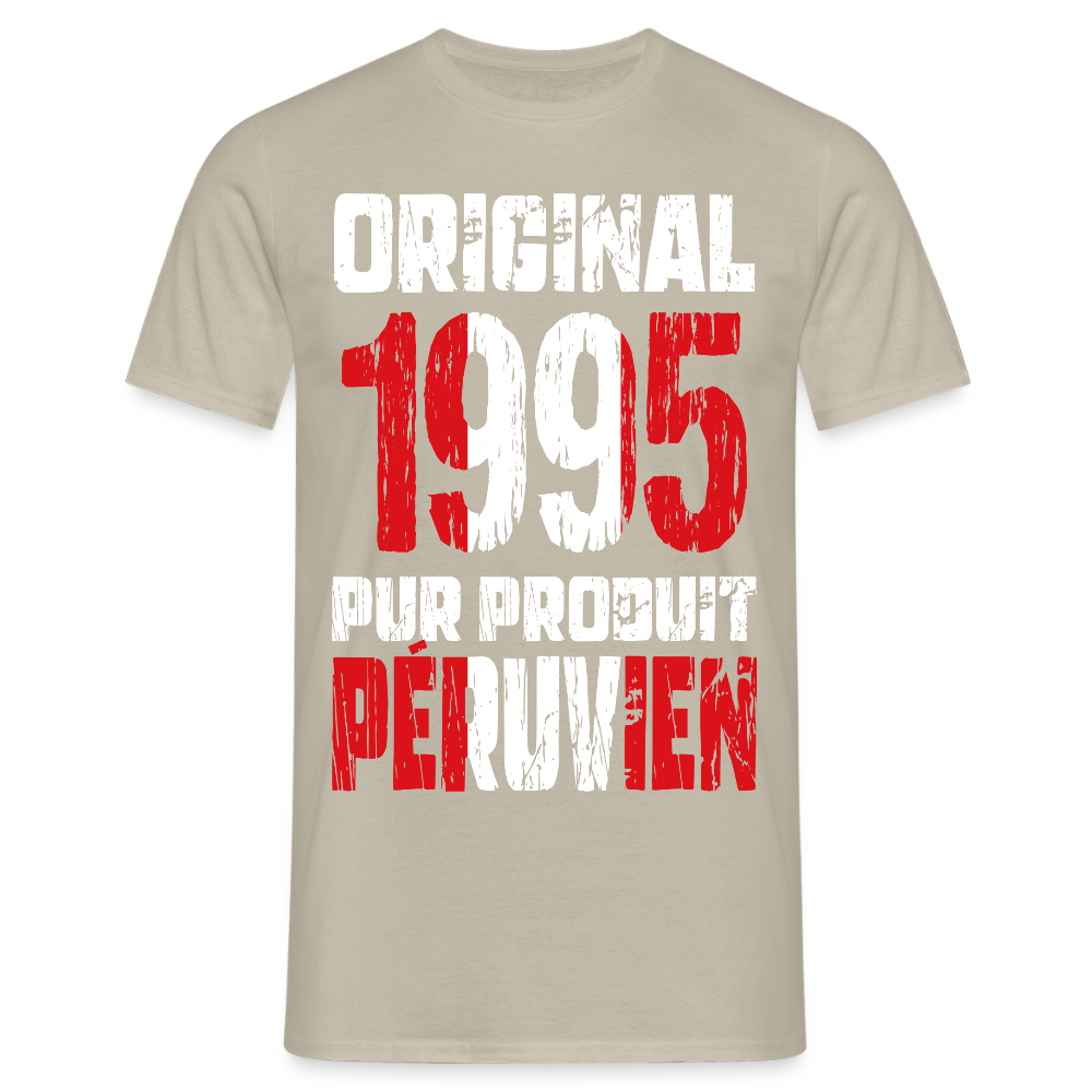 T-shirt Homme - Anniversaire 30 Ans - Original 1995 - Pur produit Péruvien - beige sable