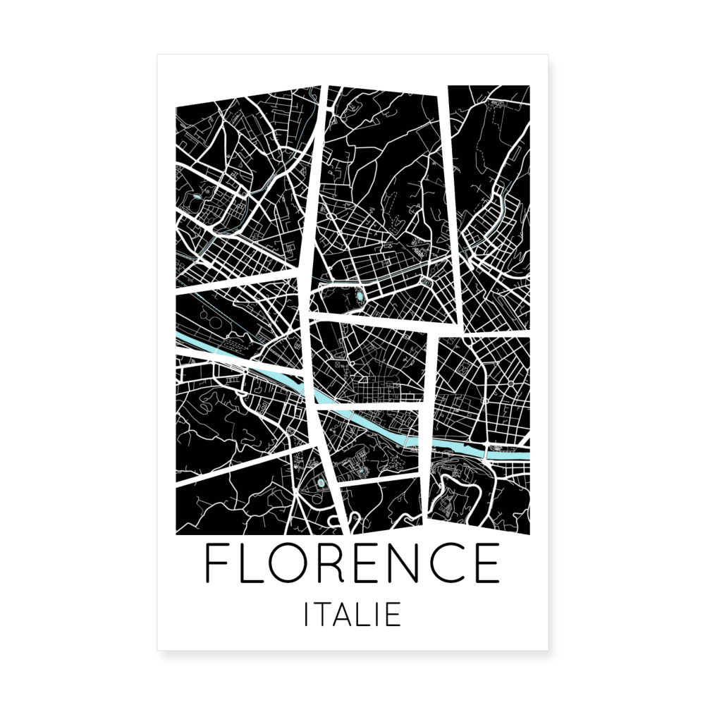 Poster Florence - Plan Florence - 20 x 30 cm - blanc