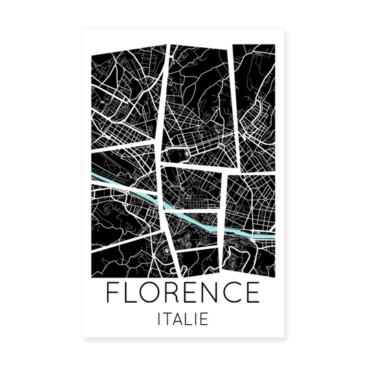 Poster Florence - Plan Florence - 20 x 30 cm - blanc