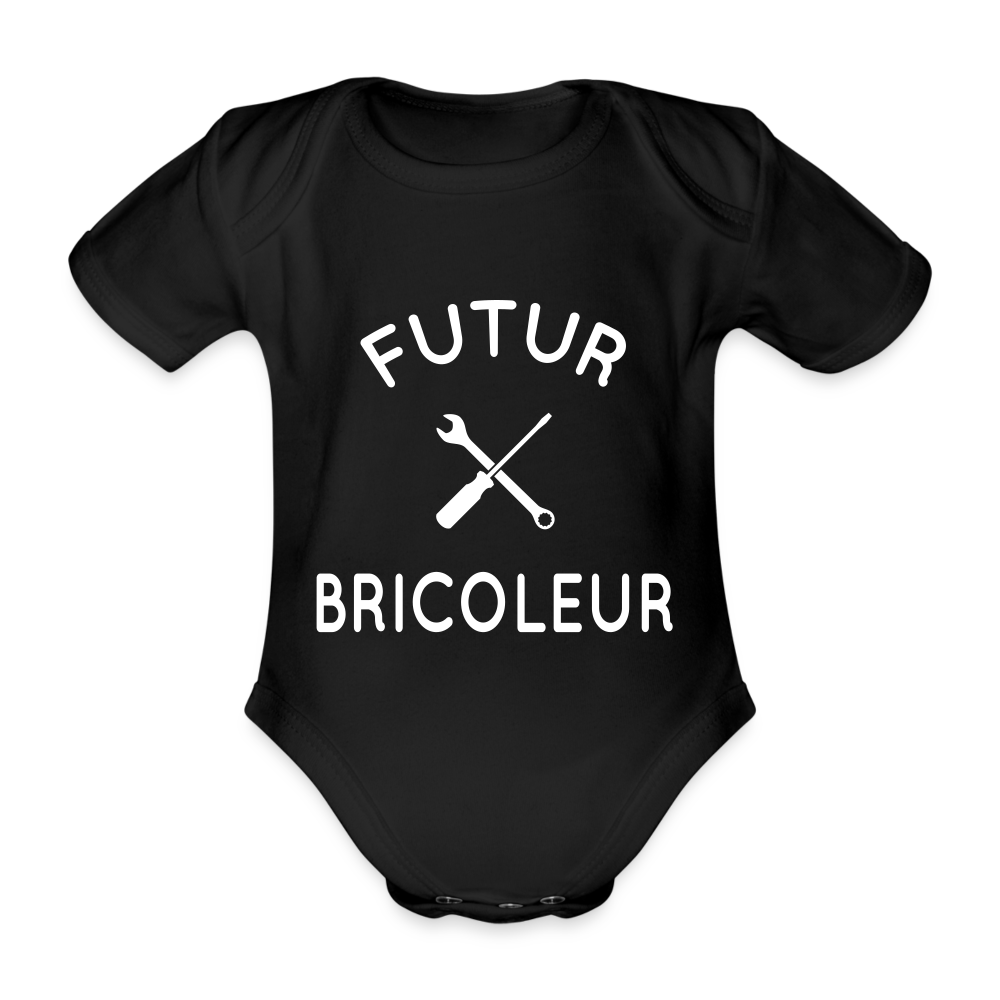 Body Bébé bio manches courtes - Futur bricoleur - noir