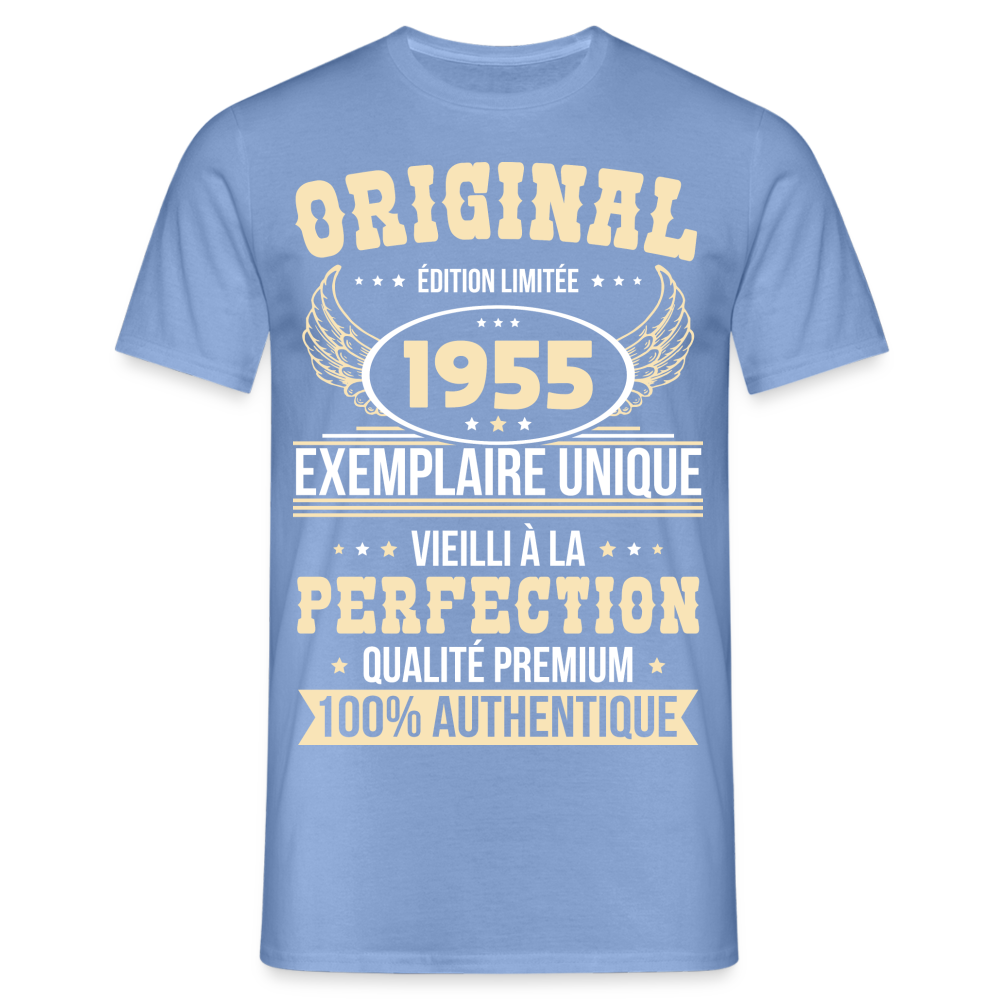 T-shirt Homme - Anniversaire 70 Ans - Original 1955 - carolina blue