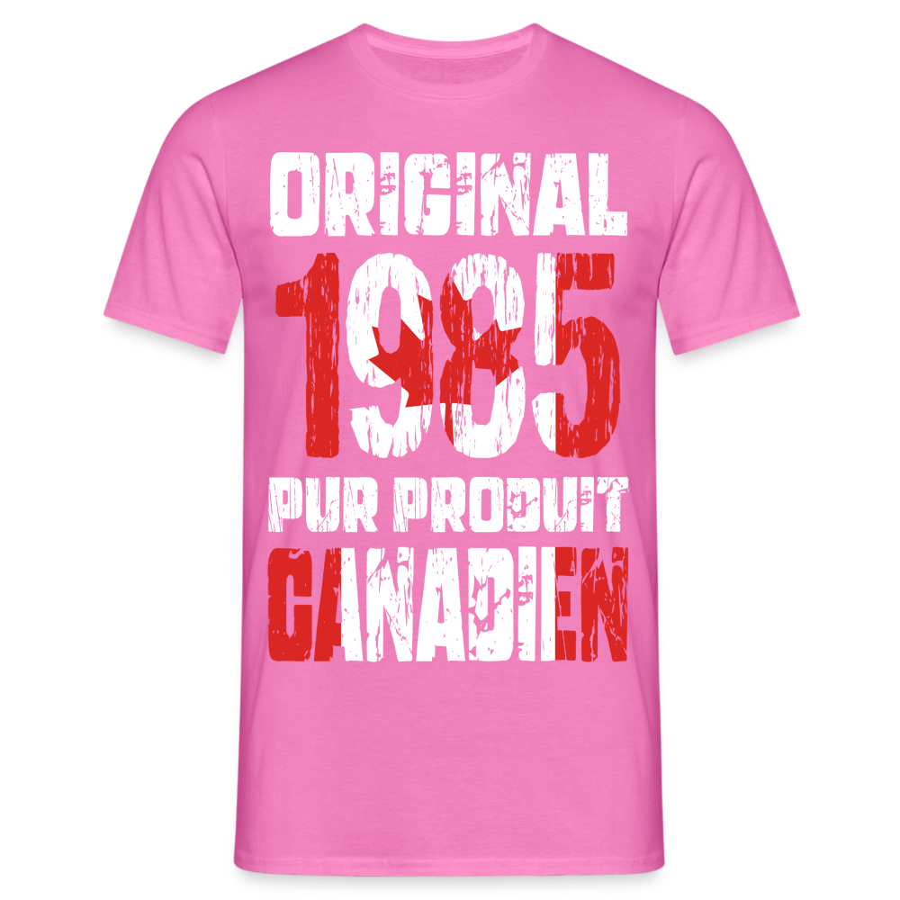 T-shirt Homme - Anniversaire 40 Ans - Original 1985 - Pur produit Canadien - rose