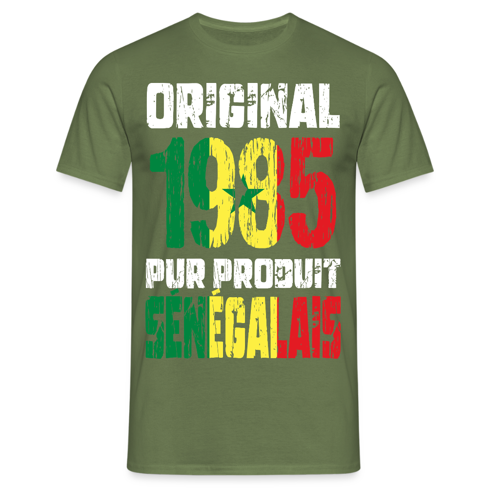 T-shirt Homme - Anniversaire 40 Ans - Original 1985 - Pur produit Sénégalais - vert militaire