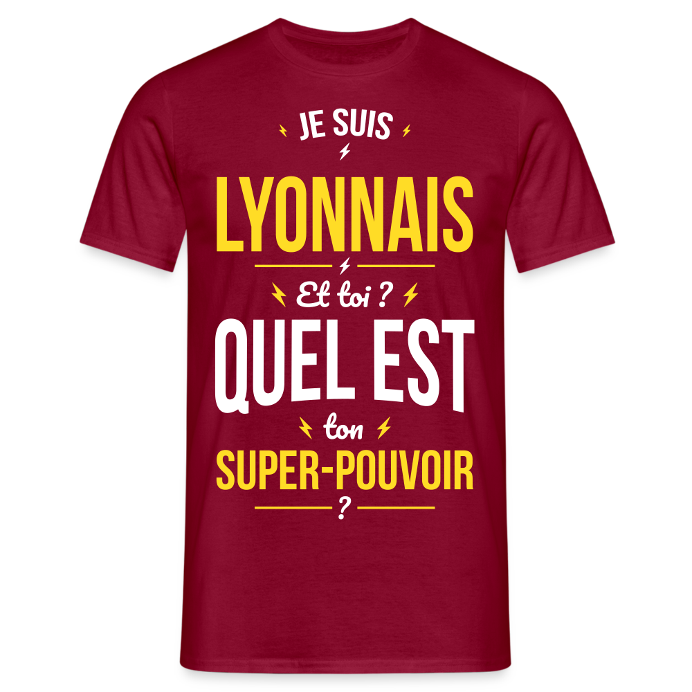 T-shirt Homme - Je suis Lyonnais - Super-pouvoir - rouge brique