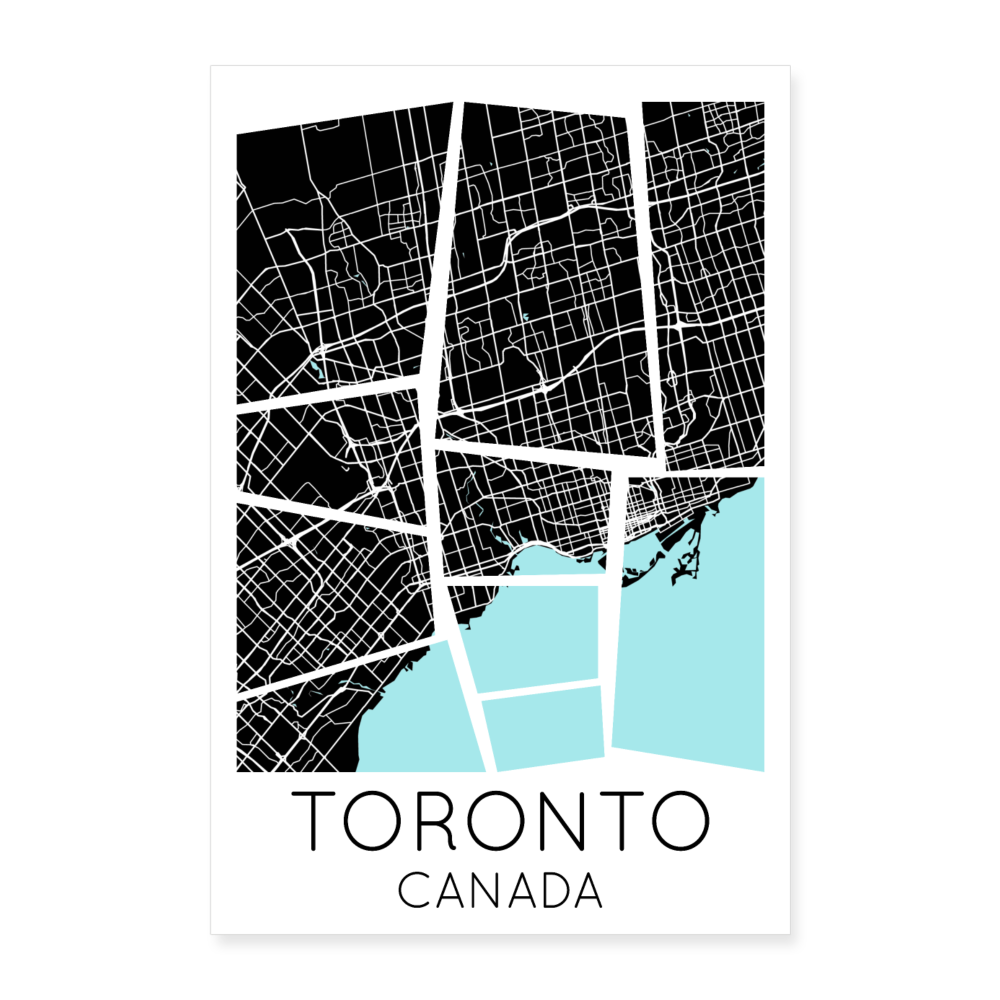 Poster Toronto - Plan Toronto - 40 x 60 cm - blanc