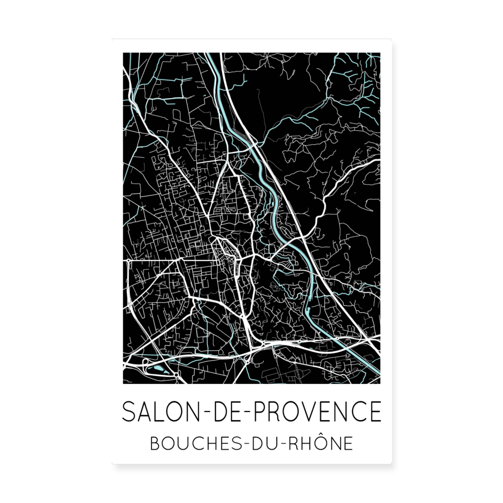 Poster Salon-de-Provence - Plan Salon-de-Provence - 20 x 30 cm - blanc