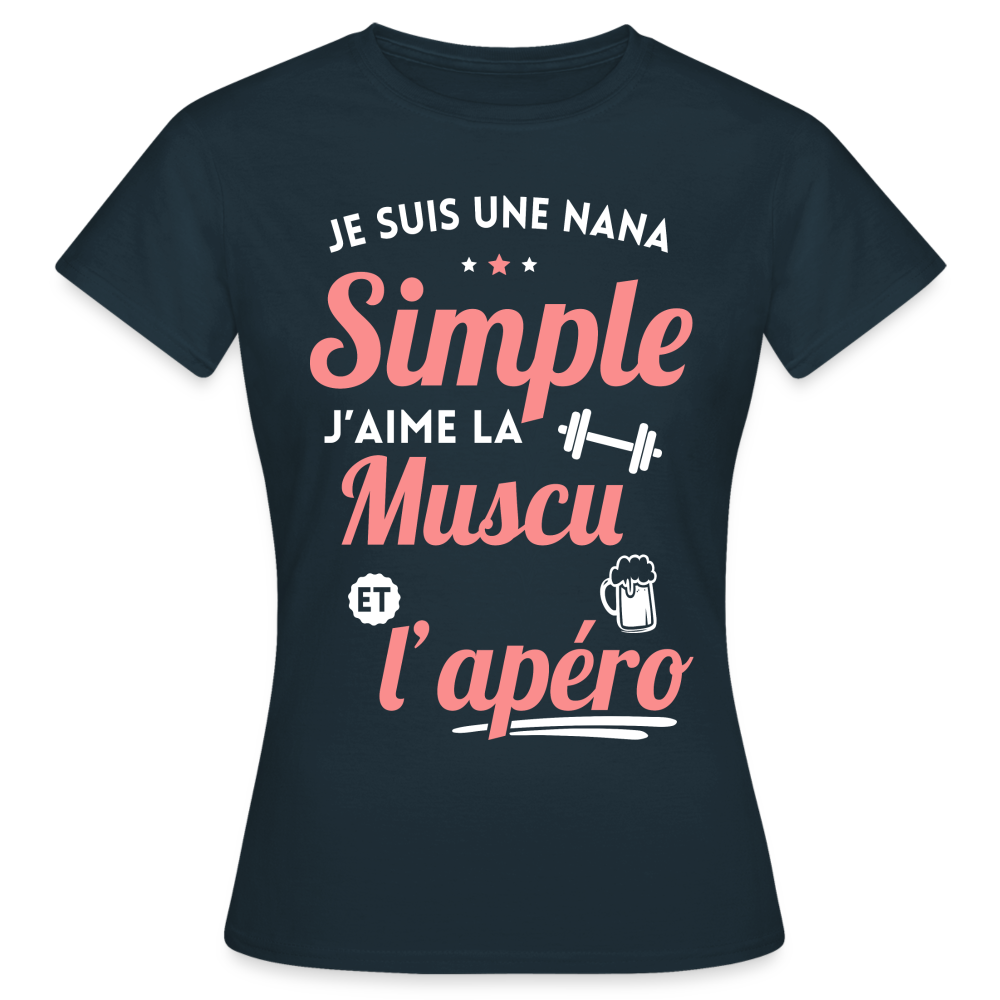 T-shirt Femme - J'aime la muscu et l'apéro - marine