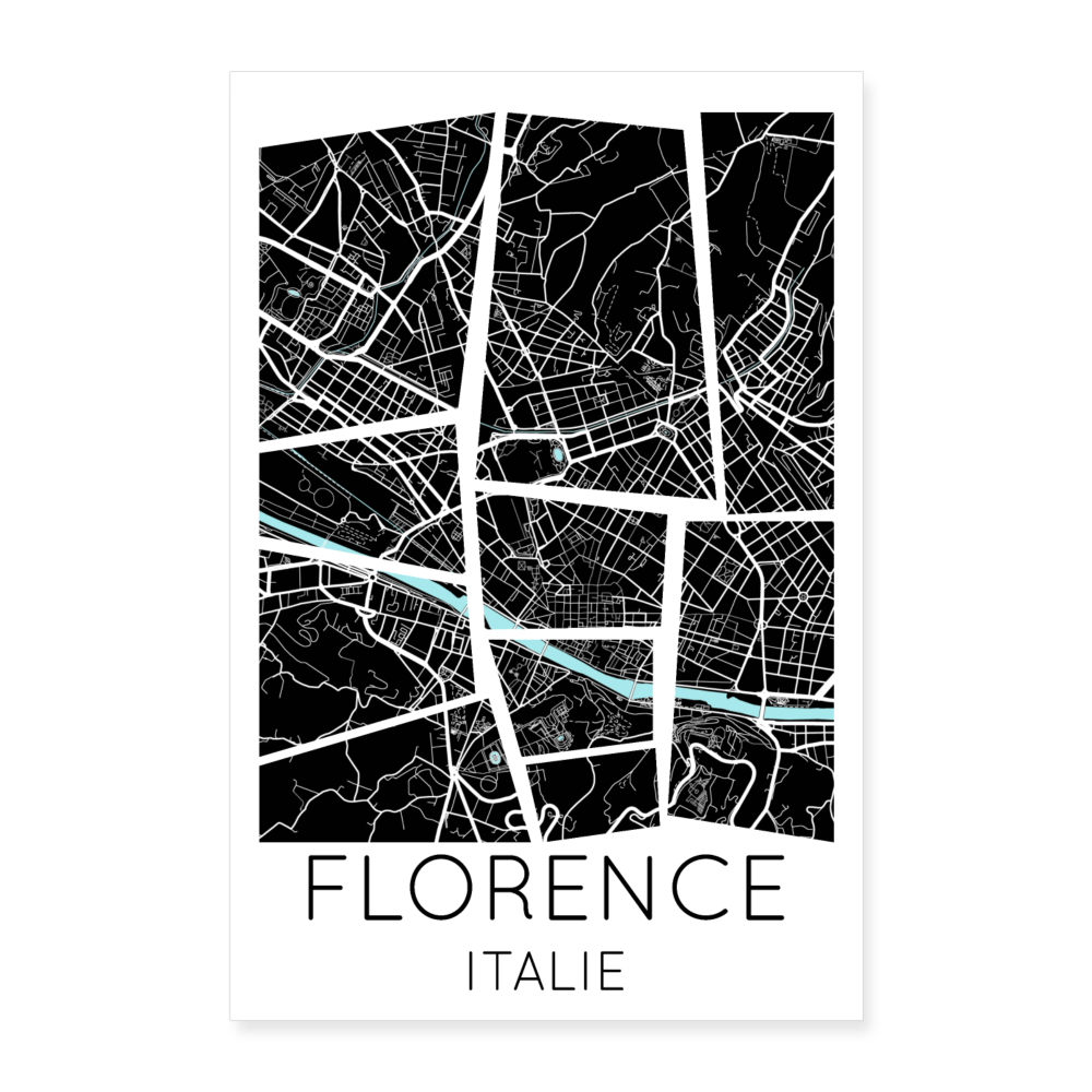 Poster Florence - Plan Florence - 60 x 90 cm - blanc