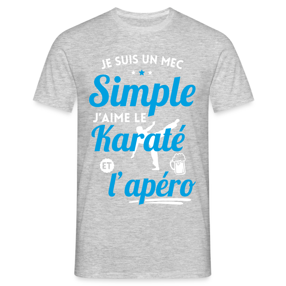 T-shirt Homme - J'aime le karaté et l'apéro - gris chiné