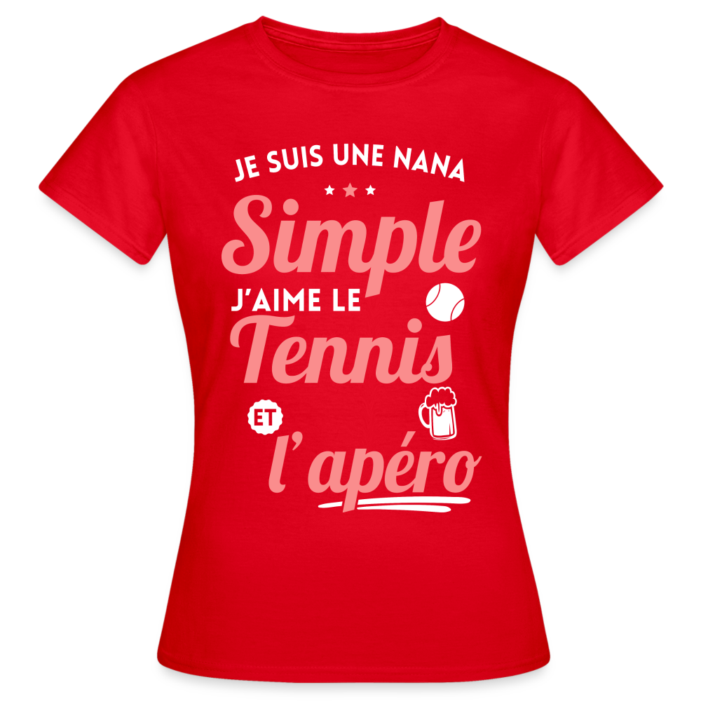 T-shirt Femme - J'aime le  tennis et l'apéro - rouge