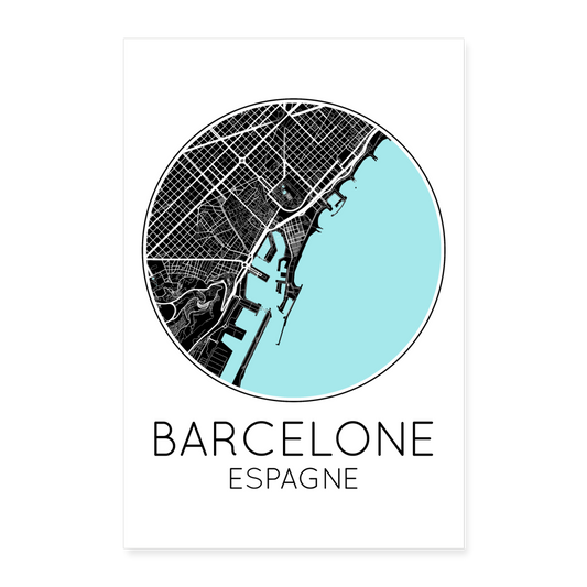 Poster Barcelone - Plan Barcelone - 60 x 90 cm - blanc