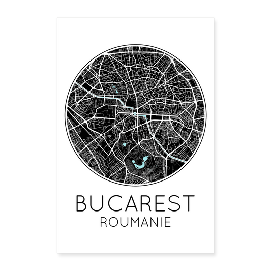 Poster Bucarest - Plan Bucarest - 40 x 60 cm - blanc