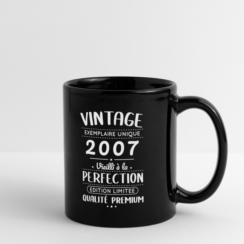 Mug uni - Anniversaire 18 Ans - Vintage 2007 - noir