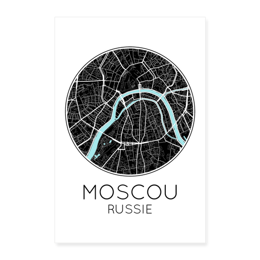 Poster Moscou - Plan Moscou - 40 x 60 cm - blanc