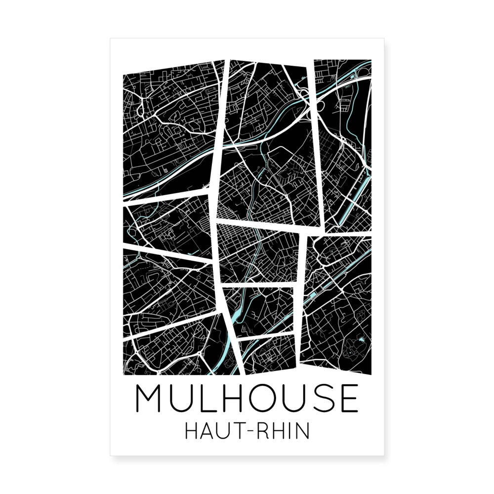 Poster Mulhouse - Plan Mulhouse - 20 x 30 cm - blanc