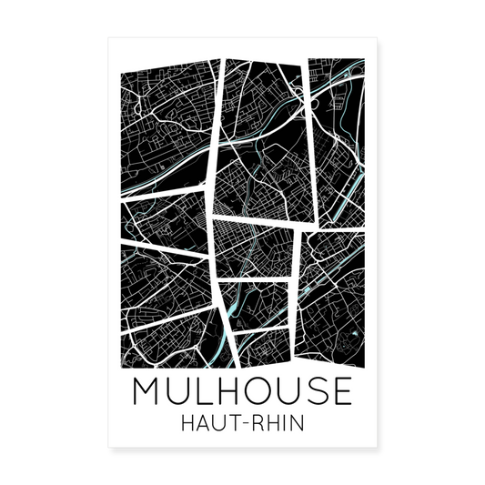 Poster Mulhouse - Plan Mulhouse - 20 x 30 cm - blanc