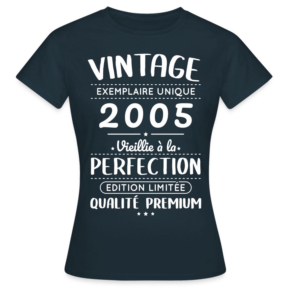 T-shirt Femme - Anniversaire 20 Ans - Vintage 2005 - marine