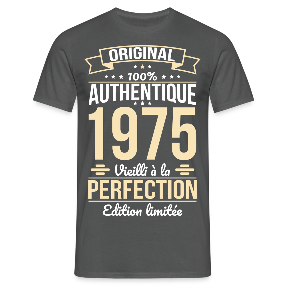 T-shirt Homme - Anniversaire 50 Ans - Original 1975 - charbon