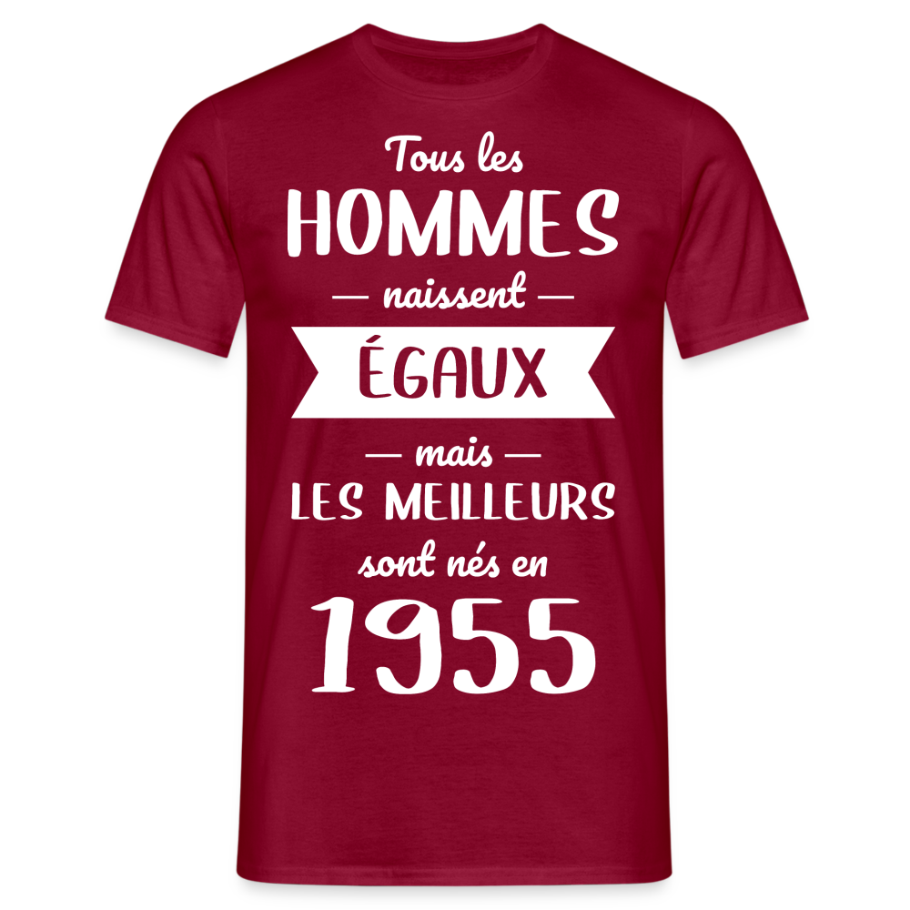 T-shirt Homme - Anniversaire 70 Ans - Les meilleurs sont nés en 1955 - rouge brique