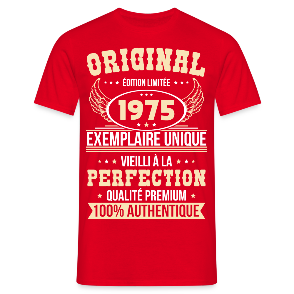 T-shirt Homme - Anniversaire 50 Ans - Original 1975 - rouge