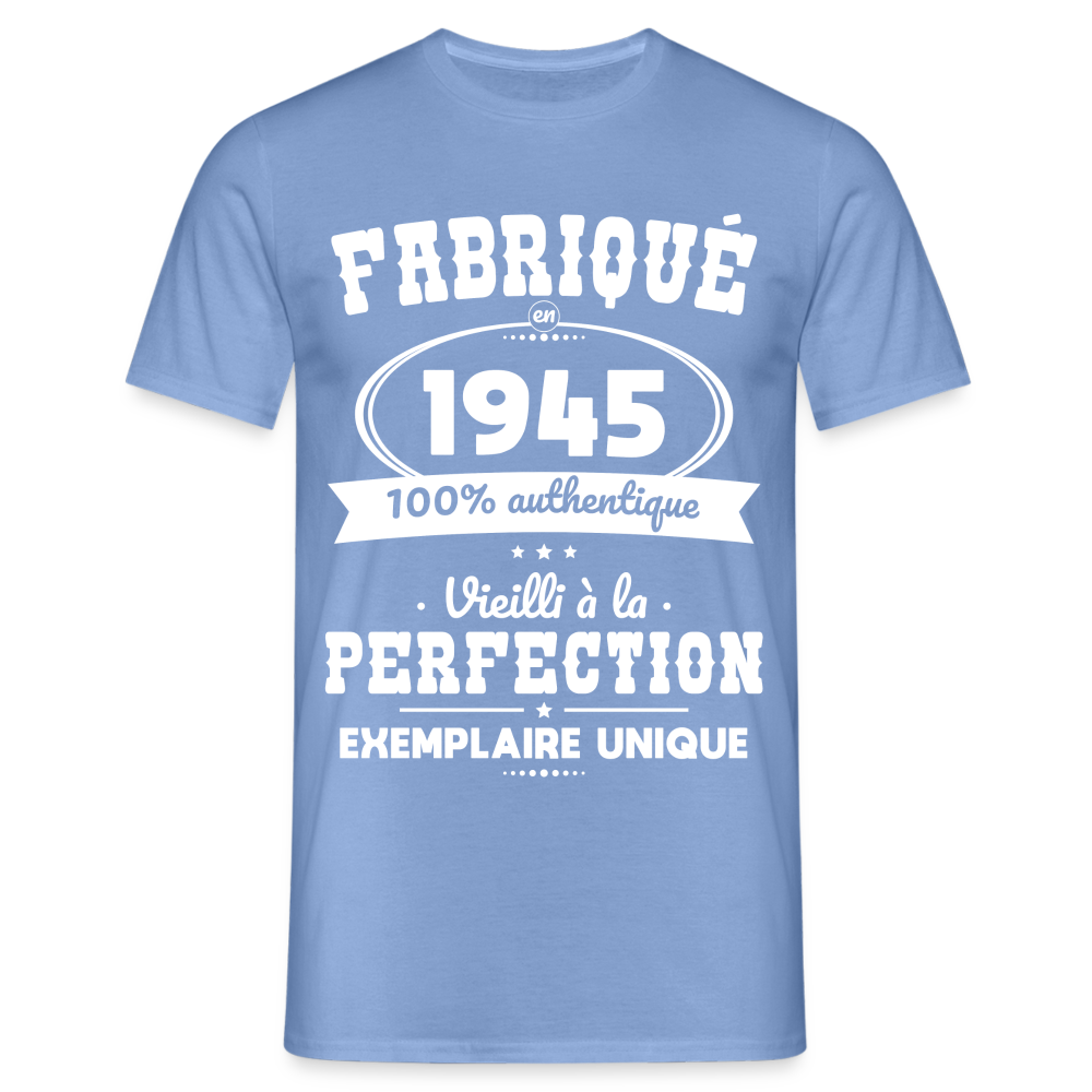 T-shirt Homme - Anniversaire 80 Ans - Fabriqué en 1945 - carolina blue