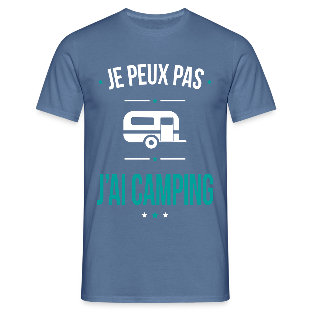 T-shirt Homme - Je peux pas j'ai Camping - bleu pigeon 