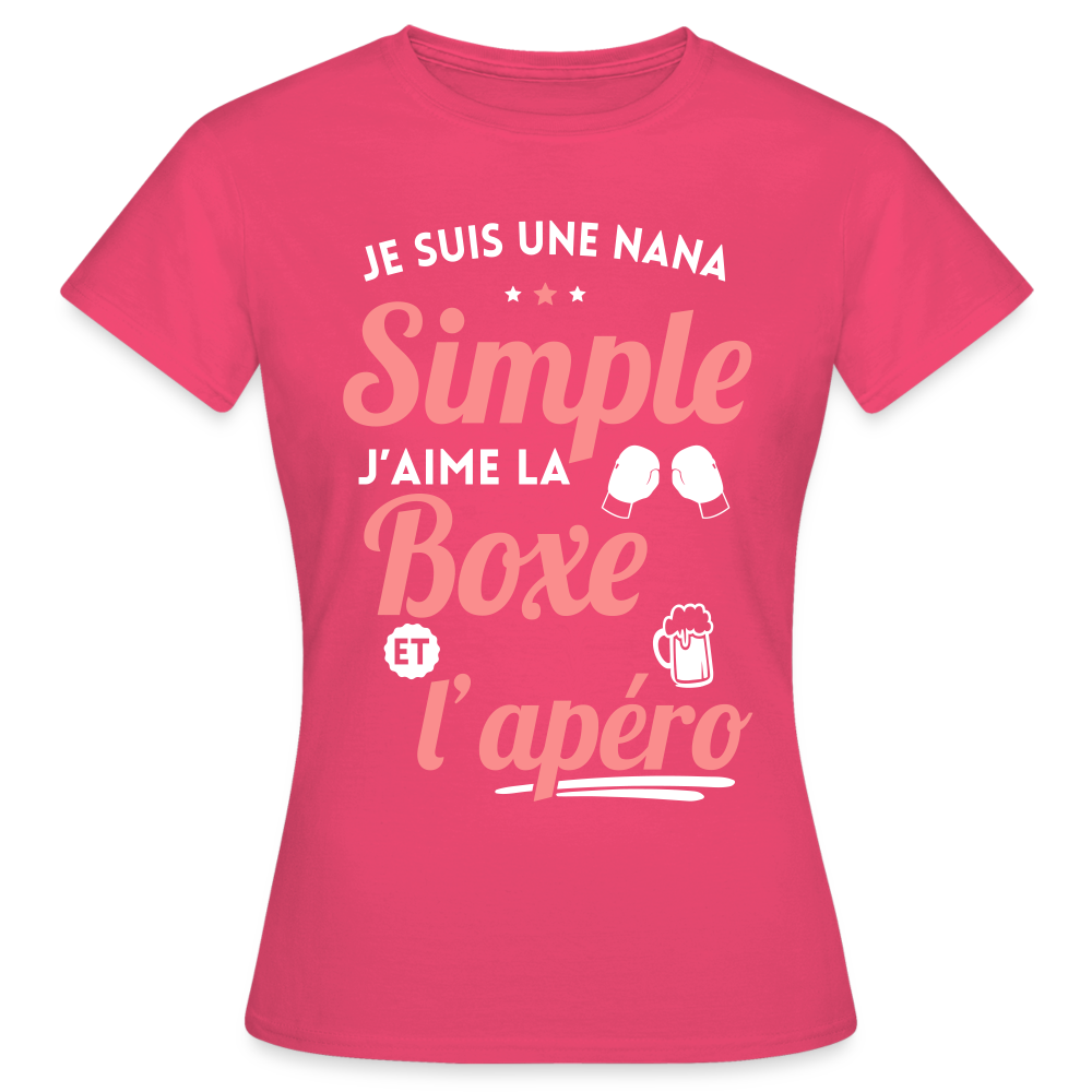 T-shirt Femme - J'aime la boxe et l'apéro - rose azalée