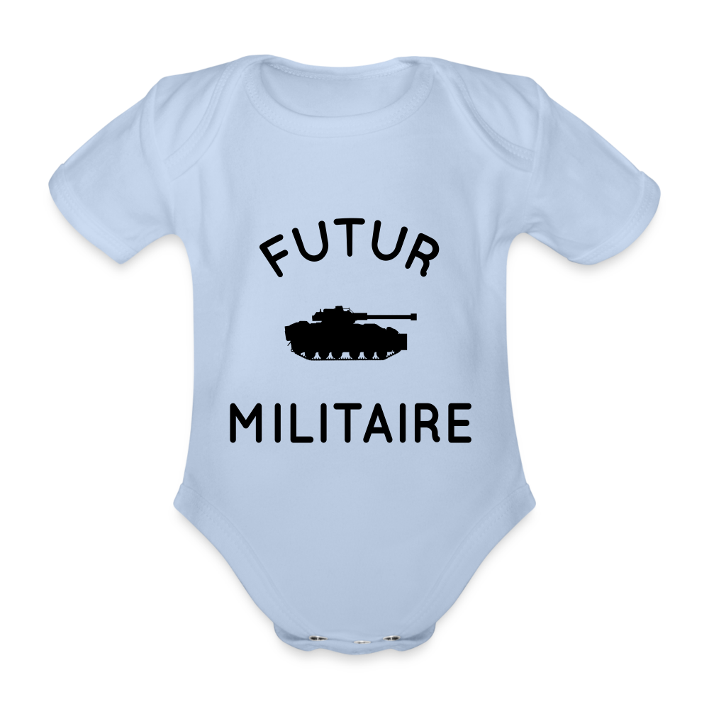 Body Bébé bio manches courtes - Futur militaire - ciel