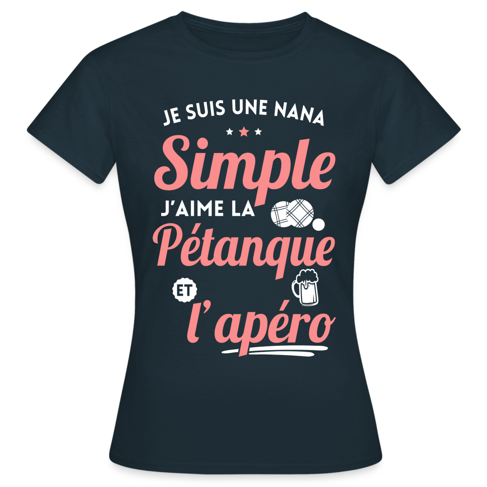 T-shirt Femme - J'aime la pétanque et l'apéro - marine