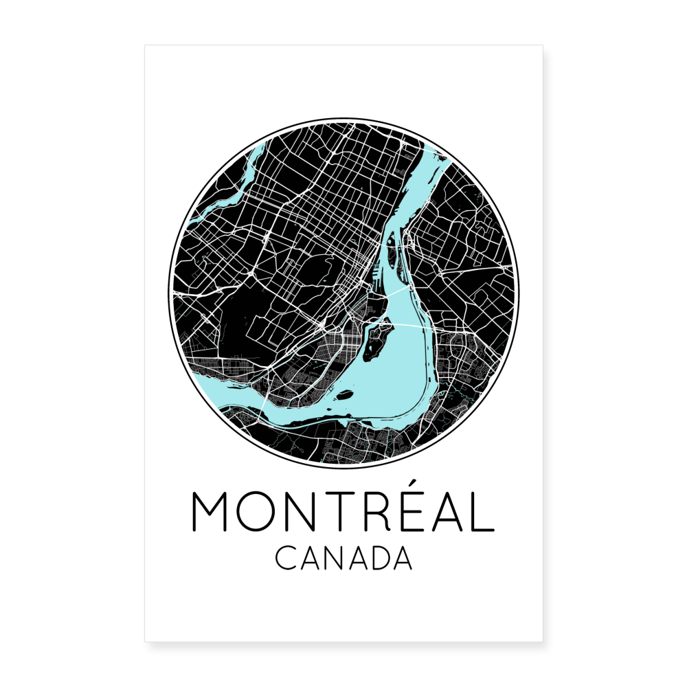 Poster Montréal - Plan Montréal - 60 x 90 cm - blanc