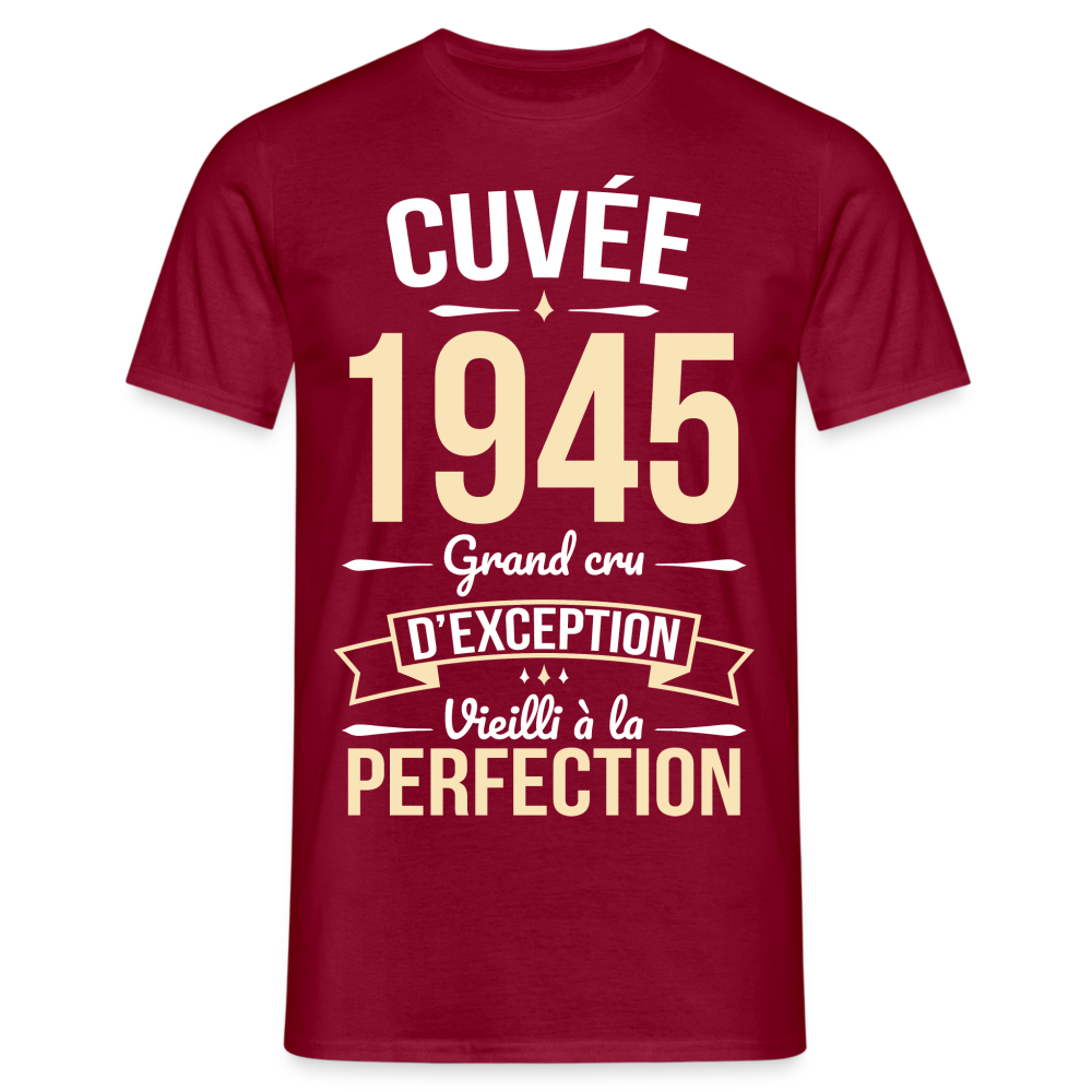 T-shirt Homme - Anniversaire 80 Ans - Cuvée 1945 - rouge brique