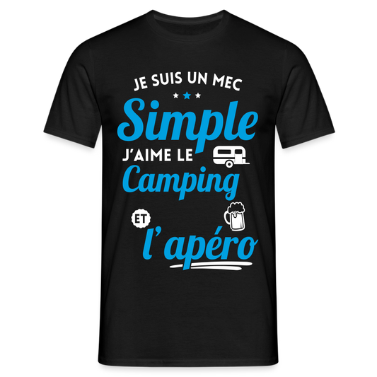 T-shirt Homme - J'aime le camping et l'apéro - noir