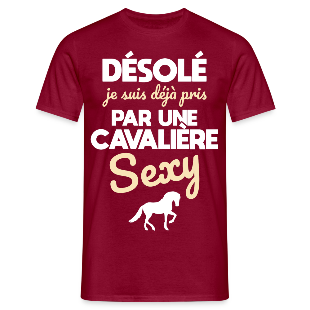 T-shirt Homme - Je suis déjà pris par une cavalière sexy - rouge brique