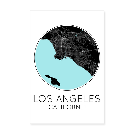 Poster Los Angeles - Plan Los Angeles - 20 x 30 cm - blanc