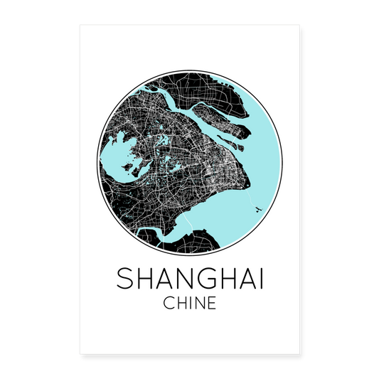 Poster Shanghai - Plan Shanghai - 60 x 90 cm - blanc