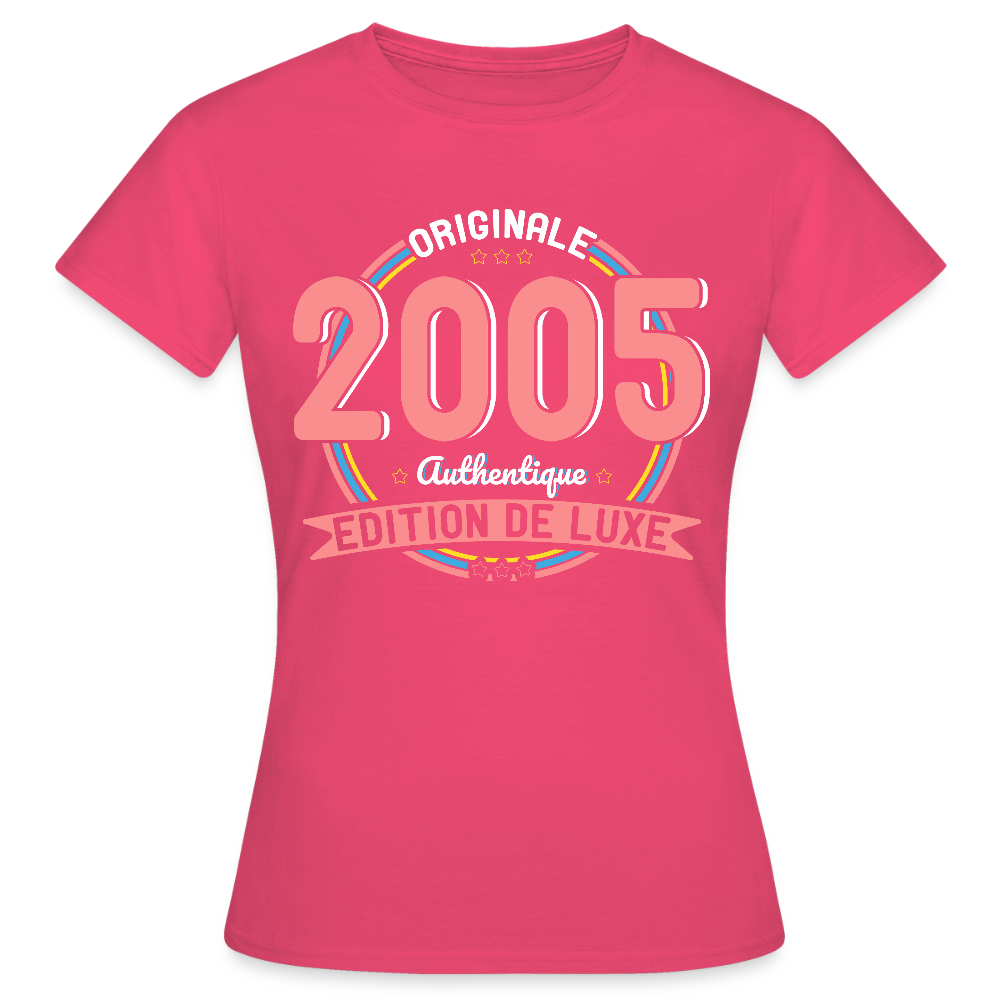 T-shirt Femme - Anniversaire 20 Ans - Originale 2005 Authentique - rose azalée