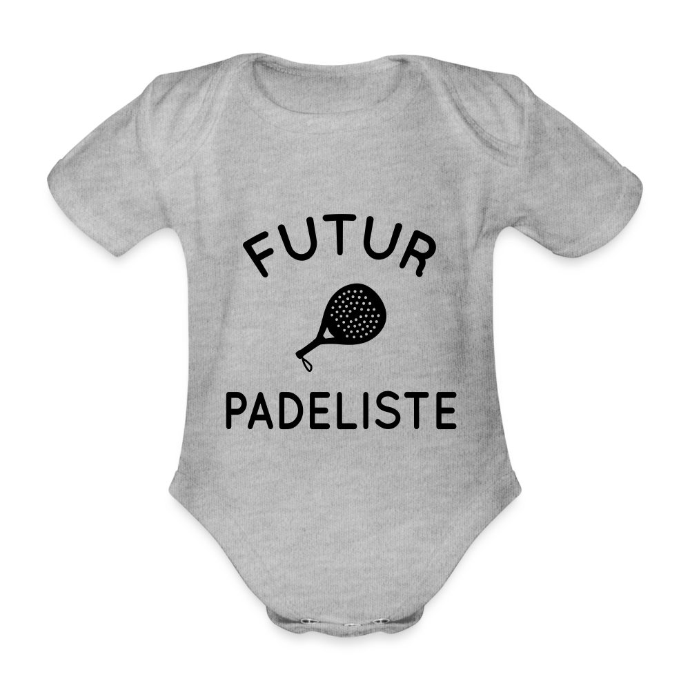 Body Bébé bio manches courtes - Futur padeliste - gris chiné