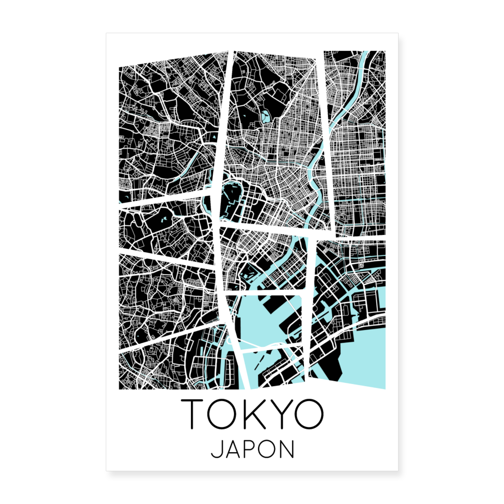 Poster Tokyo - Plan Tokyo - 40 x 60 cm - blanc