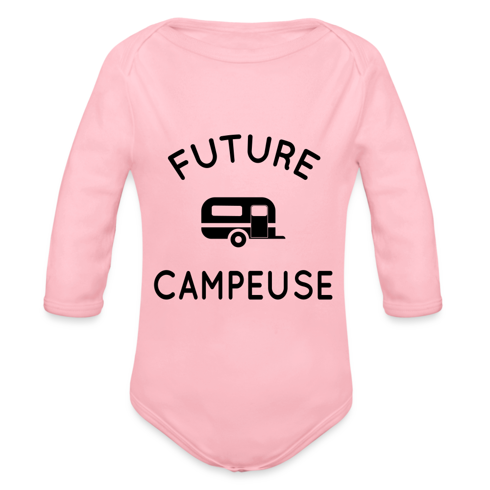 Body Bébé bio manches longues - Future campeuse - rose clair