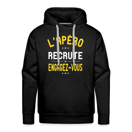 Sweat à capuche Premium Homme - L'apéro recrute - noir