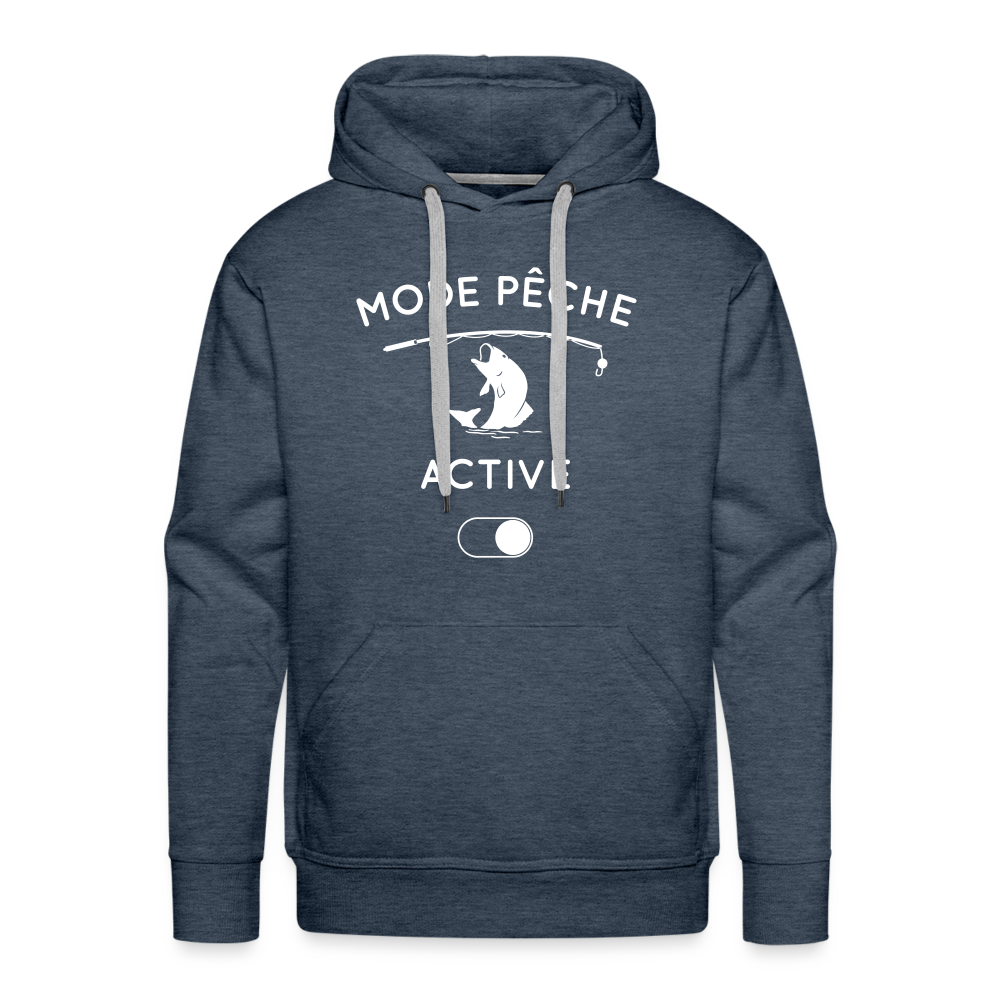 Sweat à capuche Premium Homme - Mode pêche activé - bleu jeans