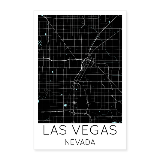 Poster Las Vegas - Plan Las Vegas - 60 x 90 cm - blanc