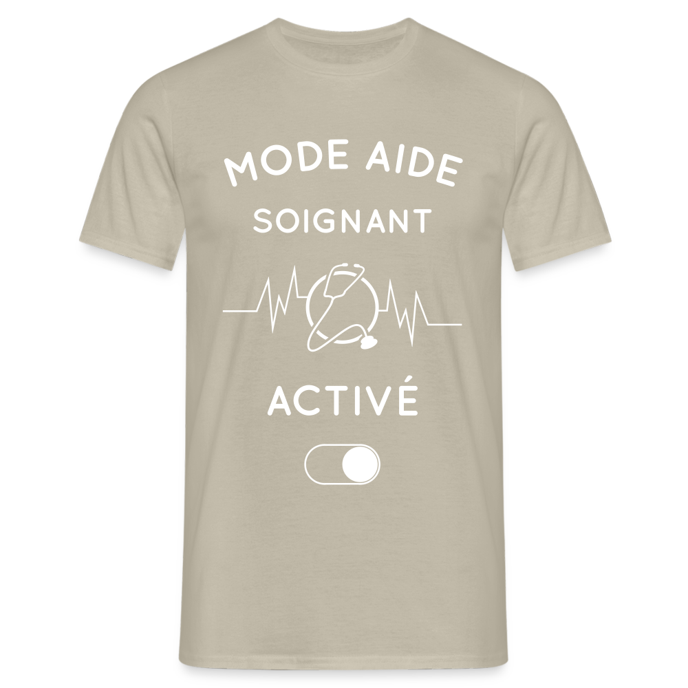 T-shirt Homme - Mode aide-soignant activé - beige sable