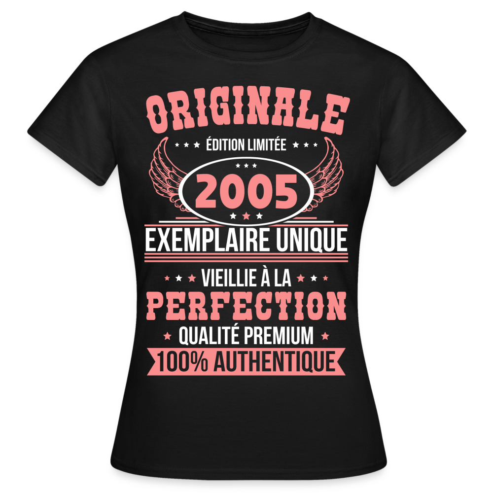 T-shirt Femme - Anniversaire 20 Ans - Originale 2005 - noir