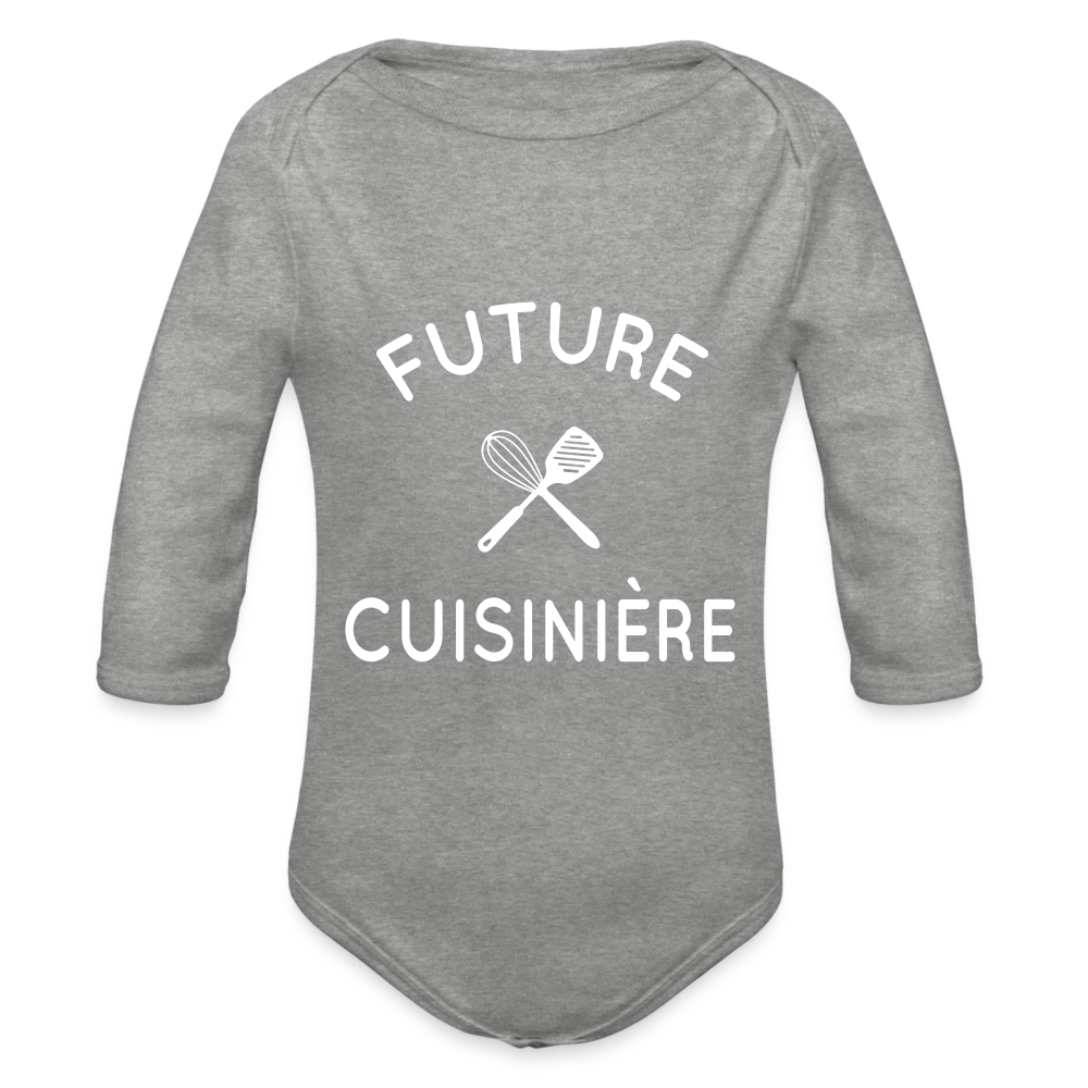 Body Bébé bio manches longues - Future cuisinière - gris chiné