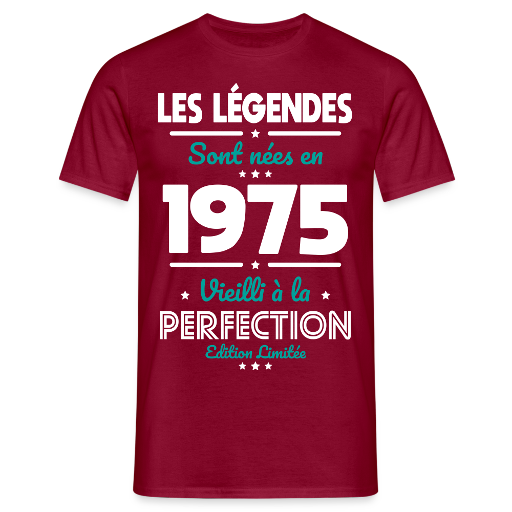 T-shirt Homme - Anniversaire 50 Ans - Les Légendes sont nées en 1975 - rouge brique