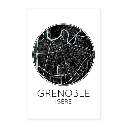 Poster Grenoble - Plan Grenoble - 40 x 60 cm - blanc