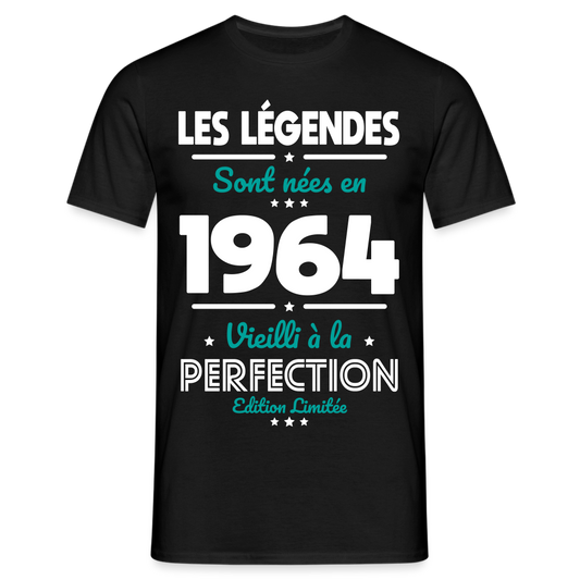 T-shirt Homme - Anniversaire 61 Ans - Les Légendes sont nées en 1964 - noir