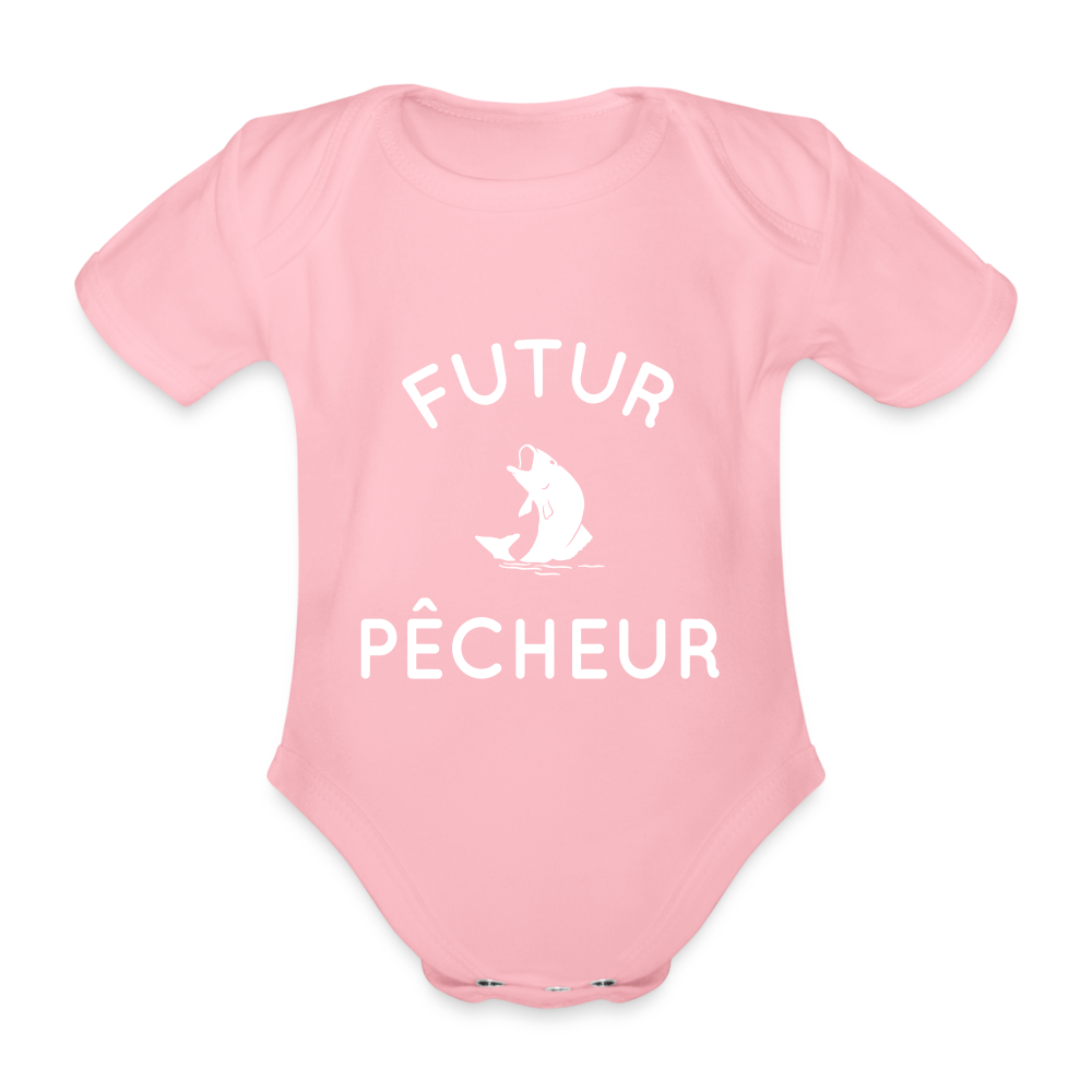 Body Bébé bio manches courtes - Futur pêcheur - rose clair